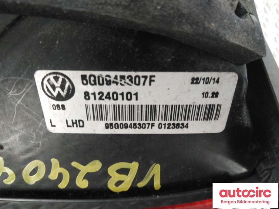 Baklykt venstre indre til VW e-Golf 2014-2017 (Fase 1) (VOLKSWAGEN|5G0 945 307 F|)