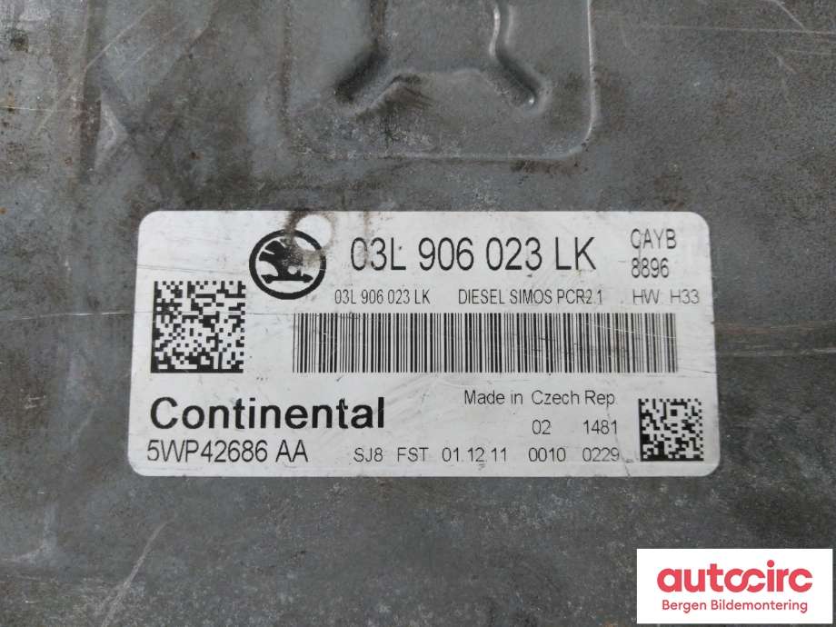 Styreenhet motor til Škoda Fabia 2010-2014 (Type II, Fase 2)  (SKODA|03L 906 023 LK|)