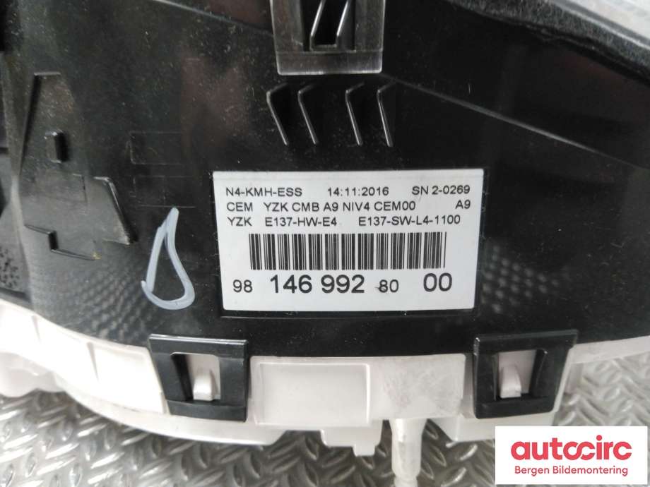 Speedometer til Peugeot 2008 2013-2019 (Type I)  (PEUGEOT|98 138 729 80|)