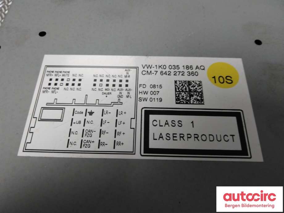 Bilstereo til VW Caddy 2010-2015 (Type III, Fase 2)  (VOLKSWAGEN|1K0 057 186 B|)