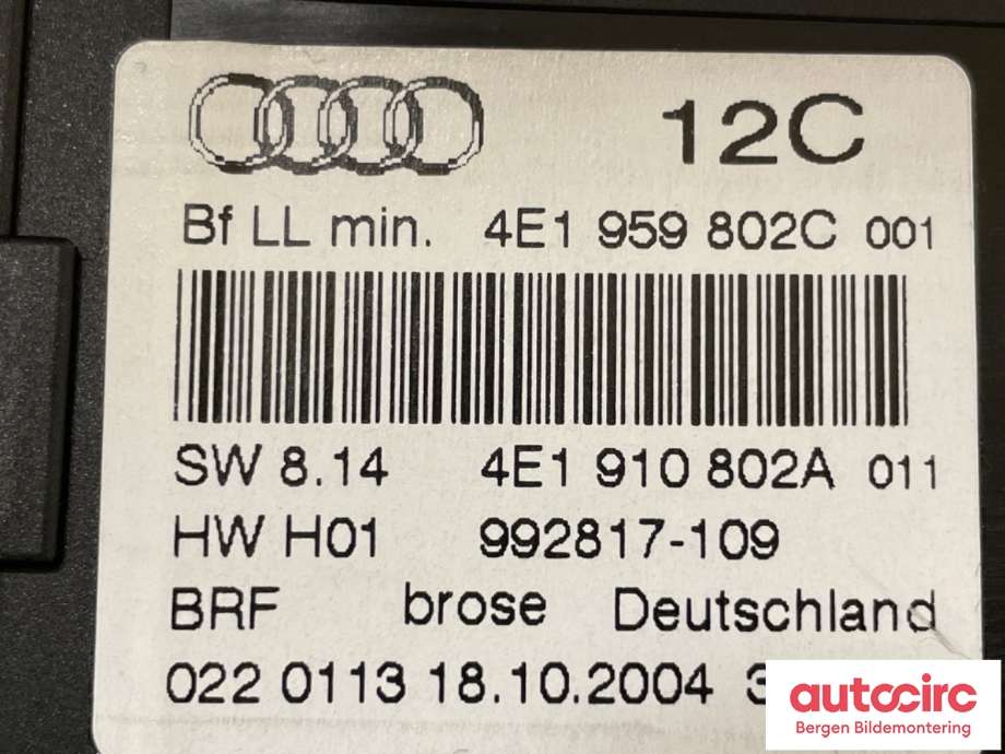 Ruteheis høyre til Audi A8 2003-2010 (Type II) (AUDI|4E1 959 802 F||4E1959802C)