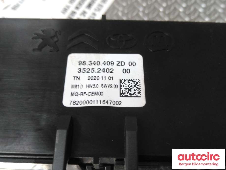 Varmeapparat betjening til Citroën Berlingo 2019-->> (Type III)  (CITROEN|98 075 413 ZD|)