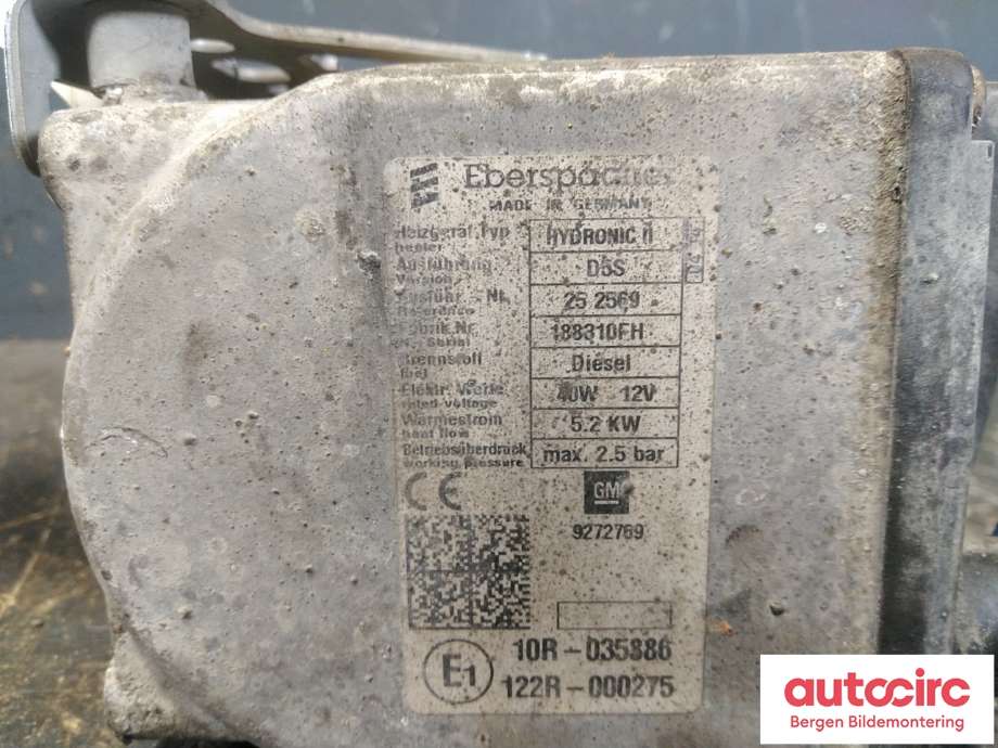 Dieselvarmer til Opel Movano 2010-->>  (OPEL|9272769|)