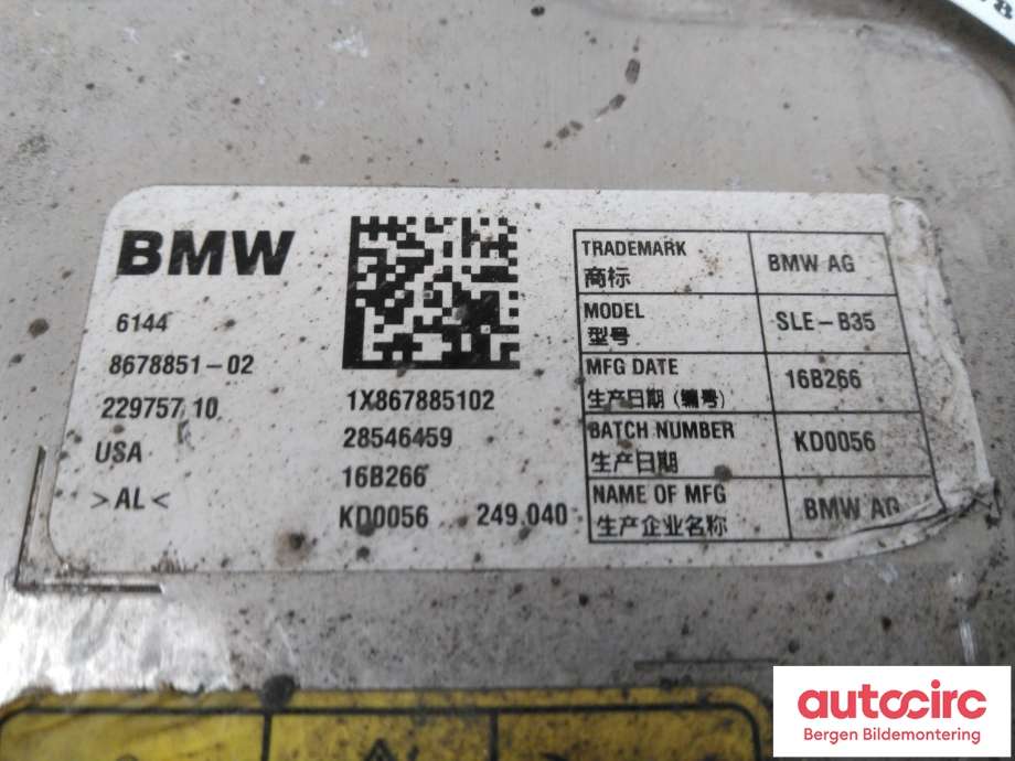 Batterilader (OBC - On Board Charger) til BMW 2-Serie 2014-2021 (F22/F23) (F22/F23) (BMW|61 44 8 699 722||61 44 8 678 851)