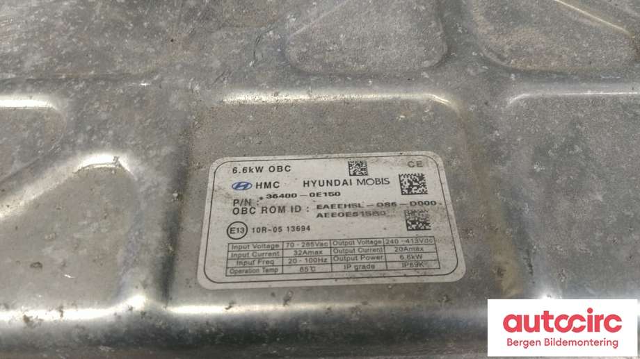 Batterilader (OBC - On Board Charger) til Hyundai Ioniq Electric 2019-->> (Fase 2)  (HYUNDAI|36400 0E150|)