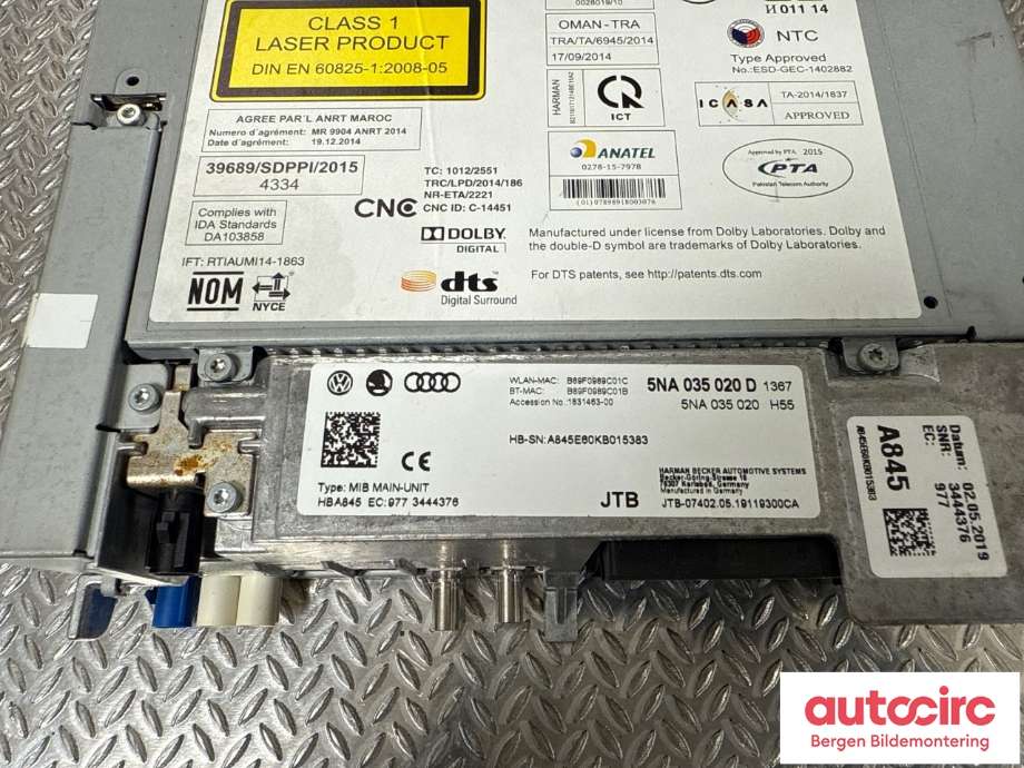 Bilstereo til VW e-Golf 2017-2020 (Fase 2)  (VOLKSWAGEN|5NA 035 020 D|)