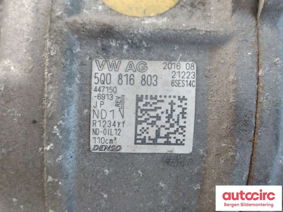 Aircondition kompressor til Škoda Superb 2015-->> (Type III)  (SKODA|5Q0 816 803 H|5Q0 816 803 E|)