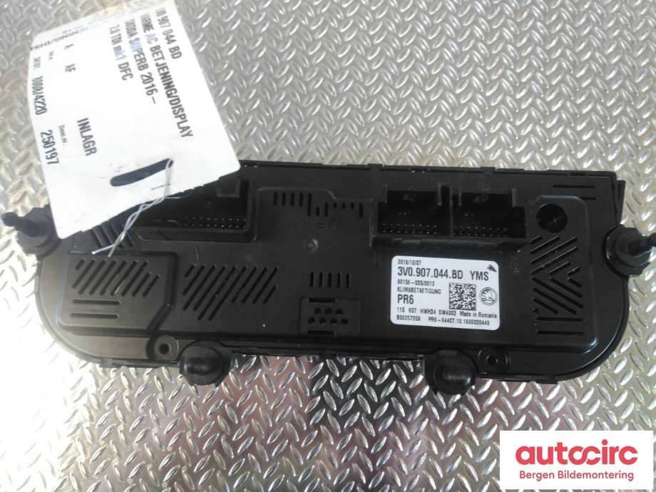 Varmeapparat betjening til Škoda Superb 2015-->> (Type III)  (SKODA|3V0 907 044 BD|)