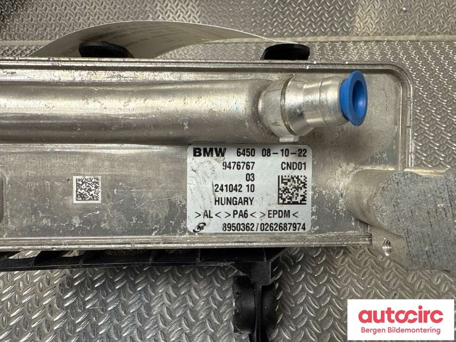 Aircondition radiator til BMW i4 2021-->> (G26) (G26) (BMW|64 53 9 476 767|)