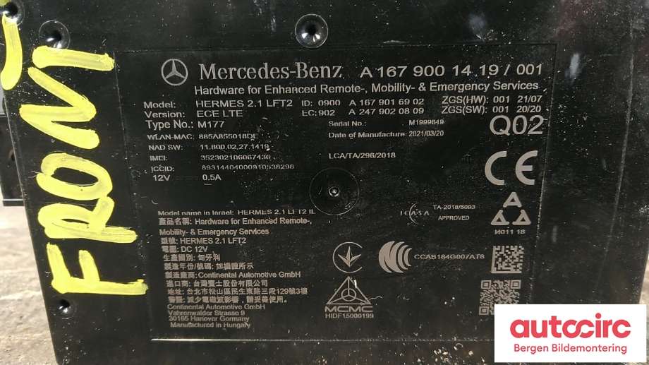 Styreenhet diverse til Mercedes EQC 2019-->>  (MERCEDES|A 238 900 86 01|A 247 900 26 13|A 167 900 14 19)