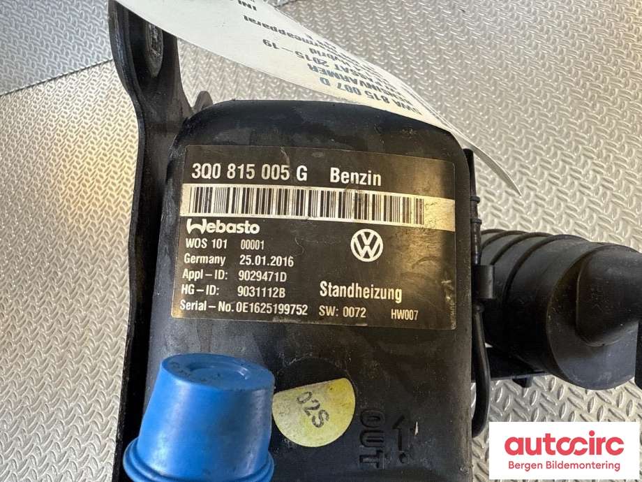 Bensinvarmer til VW Passat 2015-2019 (Fase 1) (B8) (B8) (VOLKSWAGEN|5WA 815 007 D|5Q0 898 008 E|)