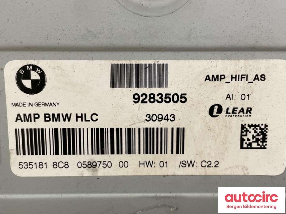 Bilstereo forsterker til BMW 1-Serie 2011-2015 (Fase 1) (F20/F21) (F20/F21) (BMW|65 12 9 312 452|65 12 6 841 970|9283505)