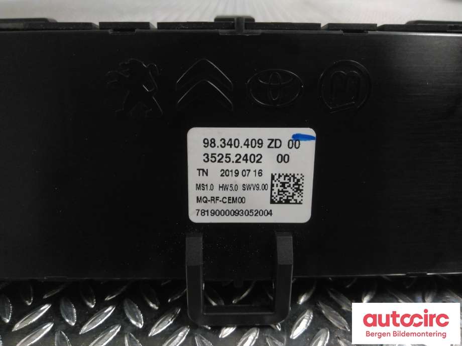 Varmeapparat betjening til Citroën Berlingo 2019-->> (Type III)  (CITROEN||98.340.409 ZD|98 340 409 ZD)
