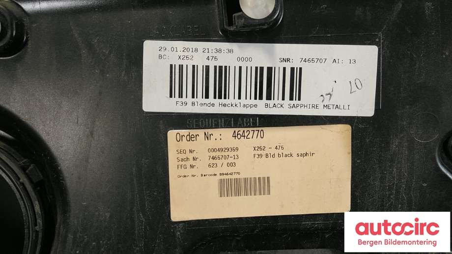 Lister til BMW X2 2018-->> (F39) (F39) (BMW|51 13 7 467 656|)