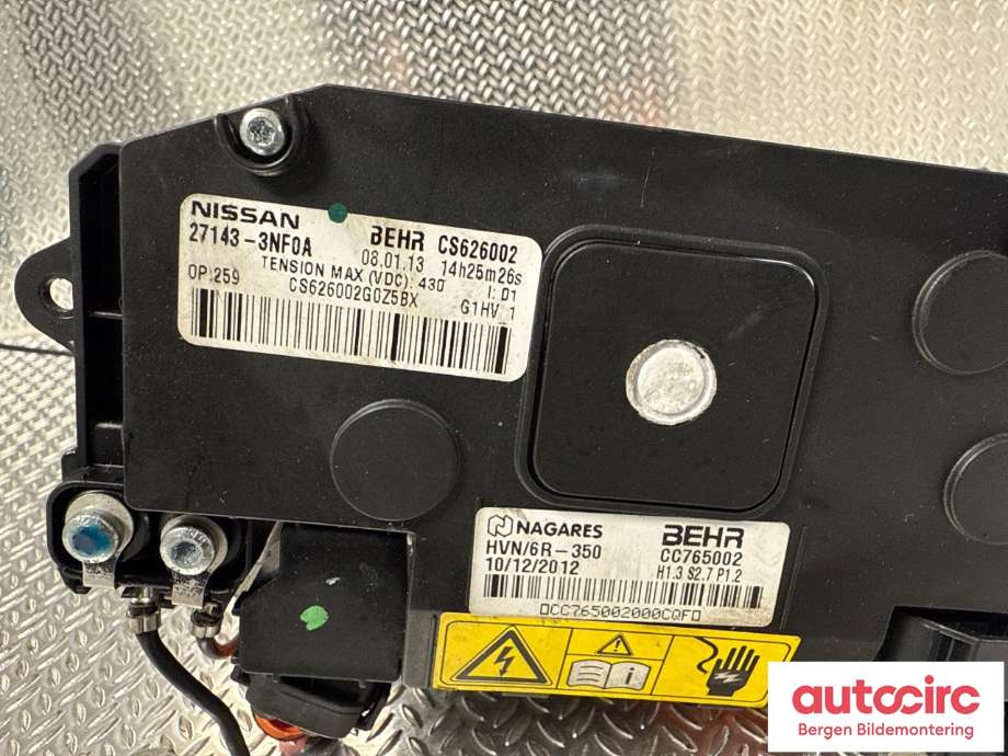 Varmeapparat register til Nissan Leaf 2011-2017 (Type I)  (NISSAN|271433NF1A|)
