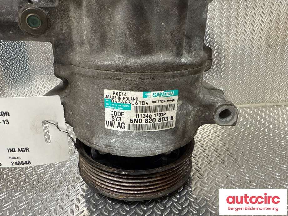 Aircondition kompressor til Audi A3 2009-2012 (Type II, Fase 2) (AUDI|5K0 820 803 K|5N0 820 803 G|)