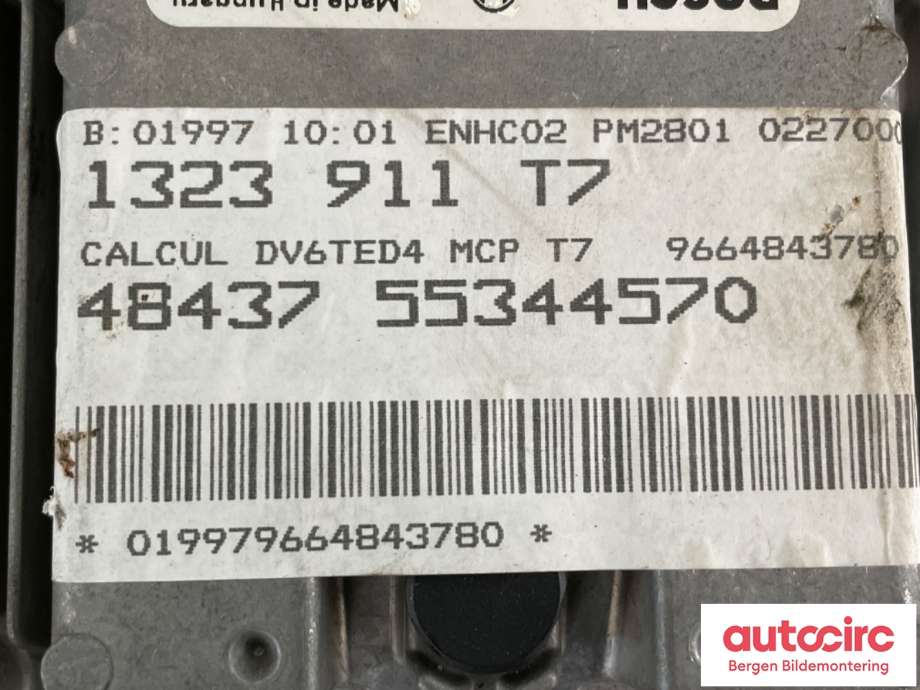 Styreenhet motor til Peugeot 308 2007-2011 (Type I, Fase 1) (PEUGEOT|1943 F7||0281013872)