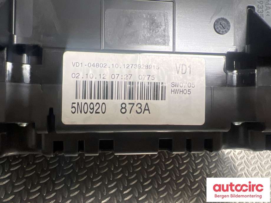Speedometer til VW Tiguan 2011-2016 (Type I, Fase 2)  (VOLKSWAGEN|F 5N0 920 873 A|)