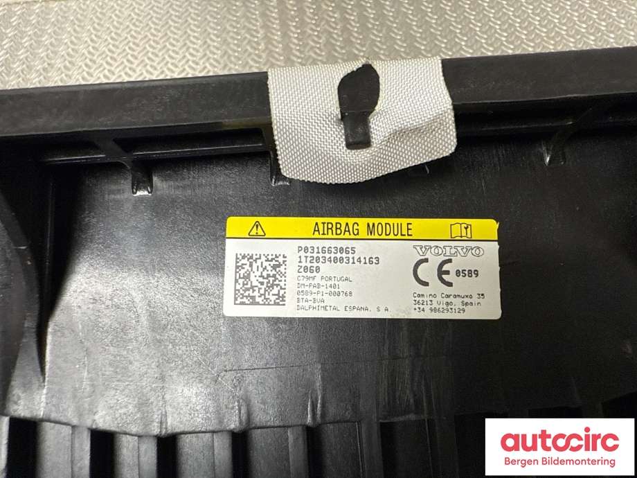 Airbag passasjer til Volvo V60 / V60 CC 2018-->> (Type II)  (VOLVO|31663065|)