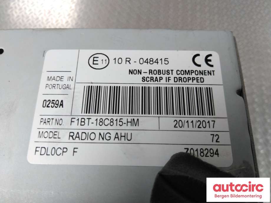 Bilstereo til Ford Transit Connect 2018-->> Type II, Fase 2  (FORD|2335493|F1BT-18C815-HR|)