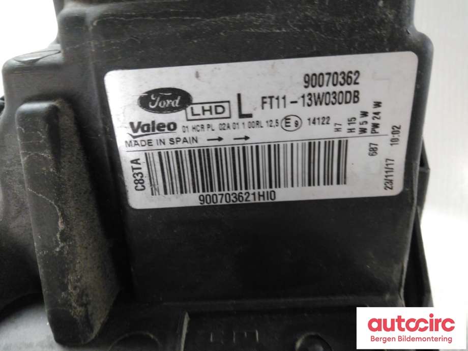 Frontlykt venstre halogen til Ford Transit Connect 2018-->> Type II, Fase 2  (FORD|1949635|FT11-13W030-DB|)