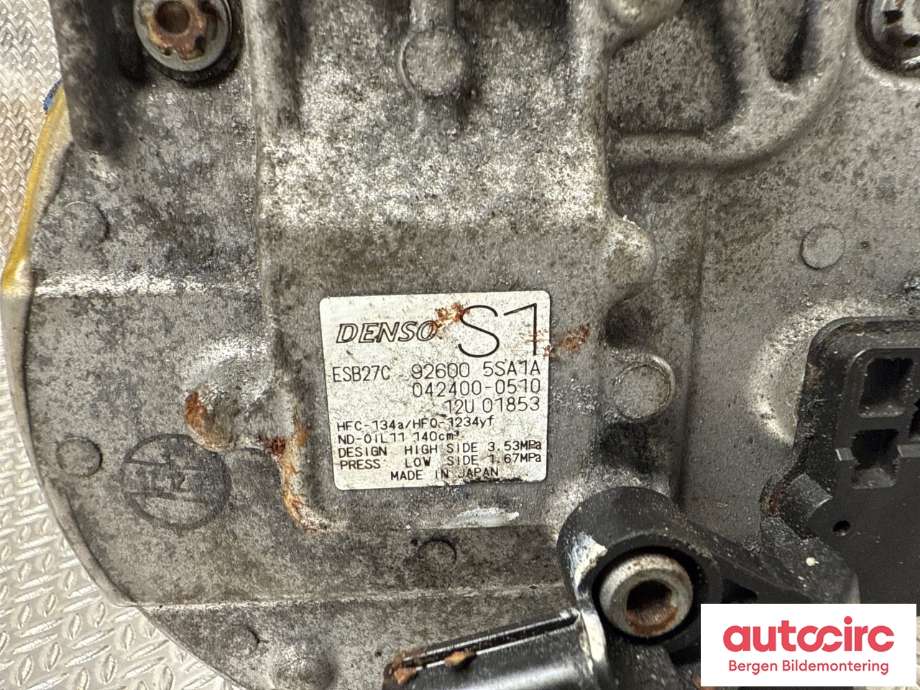 Aircondition kompressor til Nissan Leaf 2018-->> (Type II)  (NISSAN|926005SA1A|)