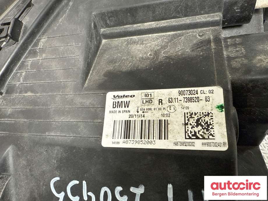 Frontlykt høyre halogen til BMW i3 2013-2022  (BMW|63 11 7 381 900|)