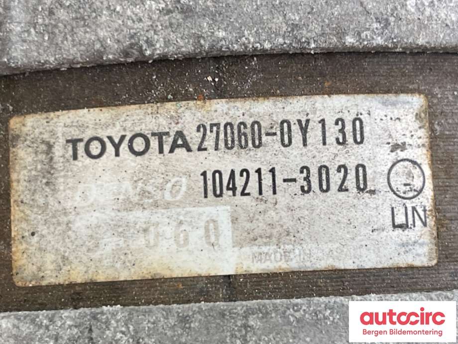 Dynamo til Toyota Yaris 2012-2014 (Type III, Fase 1) (TOYOTA|270600Y130||104211-3020)