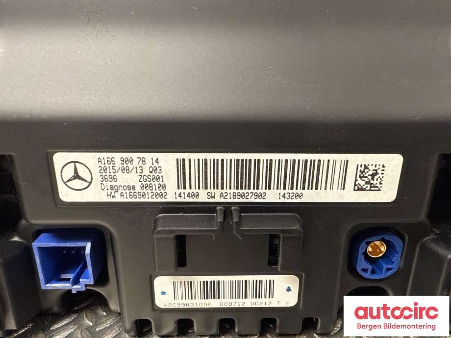 Instrument kjørecomputer til Mercedes B-Klasse 2011-2018 (W246) (W246) (MERCEDES|A 166 900 82 22|A 166 900 78 14|)