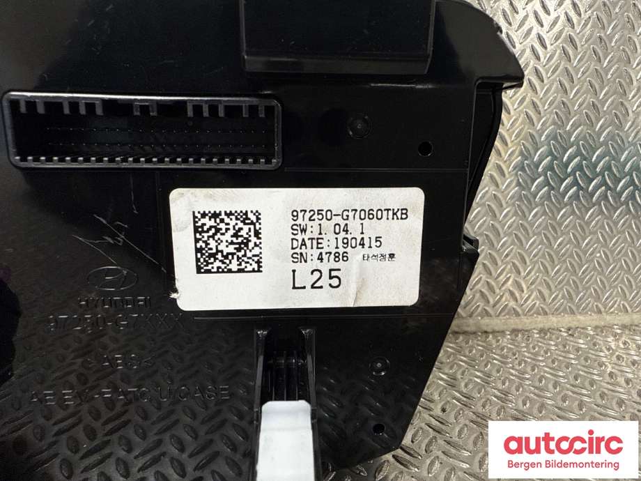 Varmeapparat betjening til Hyundai Ioniq Electric 2019-->> (Fase 2)  (HYUNDAI|97250G 7060TKB|)