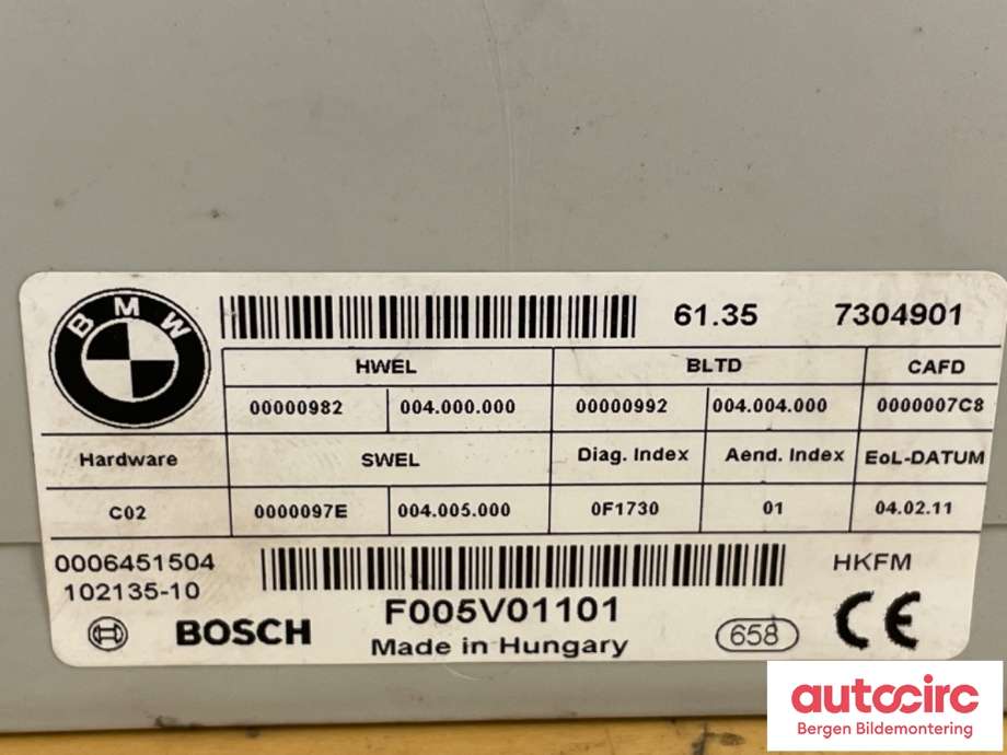 Styreenhet elektrisk bakluke til BMW 5-Serie 2010-2017 (F10/F11) (F10/F11) (BMW|61 35 7 394 651|F005V01101|61 35 7304901)