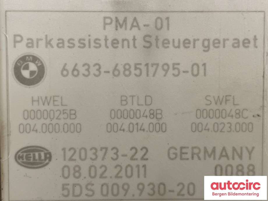 Styreenhet parkering til BMW 5-Serie 2010-2017 (F10/F11) (F10/F11) (BMW|66 33 6 868 756|66 33 6 873 360|6633-6851795-01)