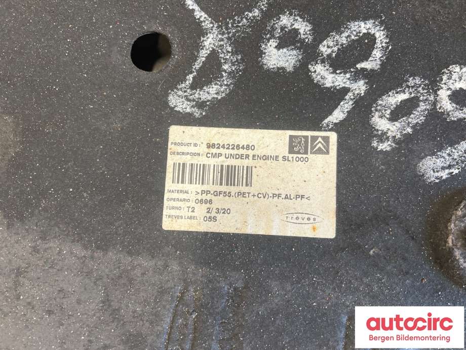 Motorplate under motor til Peugeot 2008 2019-->> (Type II)  (PEUGEOT|98 661 869 80|)