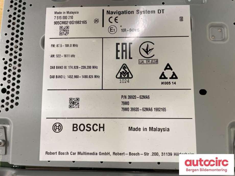 Instrument kjørecomputer til Suzuki SX4 S-CROSS 2013-->> (Type II) (SUZUKI|7 515 000 210||39920-62MA6)