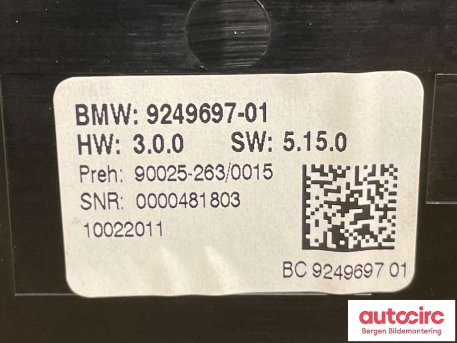 Innredning pakke til BMW 5-Serie 2010-2017 (F10/F11) (F10/F11) (BMW|61 31 9 328 425|9249697-01)