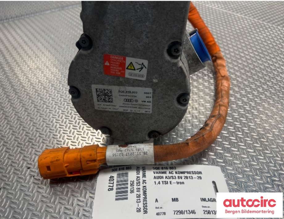 Aircondition kompressor til Audi A3 2016-2020 (Type III, Fase 2)  (AUDI|5QE 816 803|)