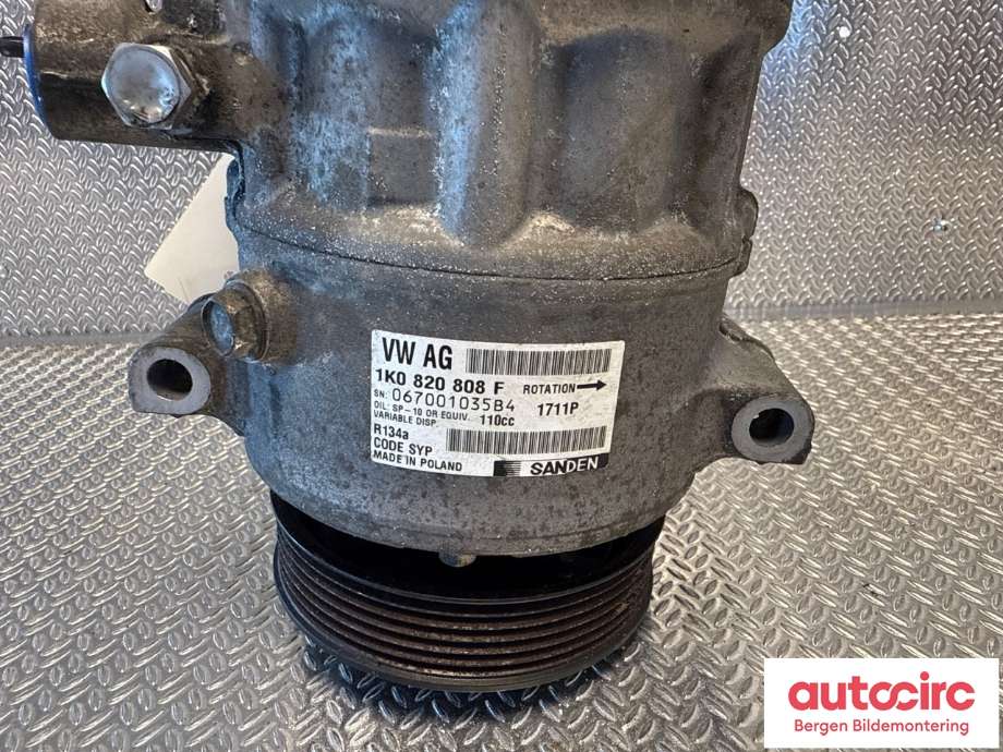 Aircondition kompressor til VW Touran 2010-2015 (Type I, Fase 3) (VOLKSWAGEN|1K0 820 808 F|)