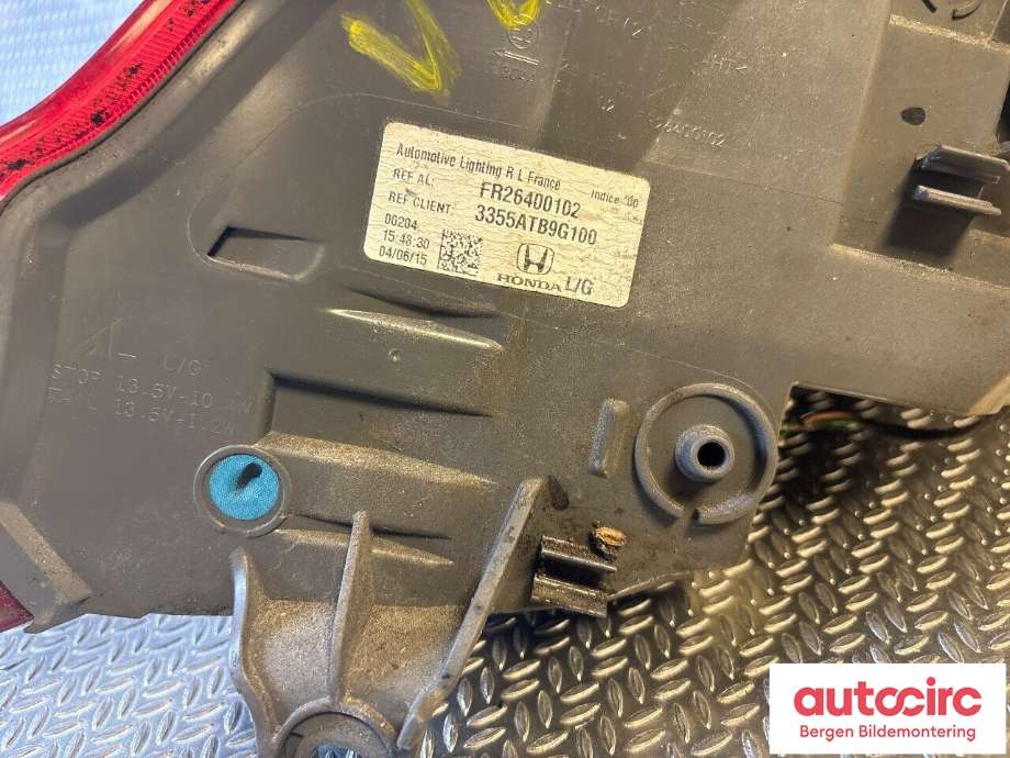 Baklykt venstre til Honda Civic 2012-2015 (Type IX, Fase 1)  (HONDA|33560-TB9-G01|)