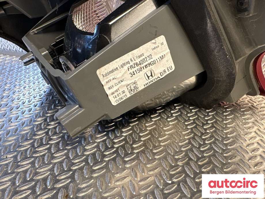 Baklykt høyre indre til Honda Civic 2012-2015 (Type IX, Fase 1)  (HONDA|34150-TB9-G01|)