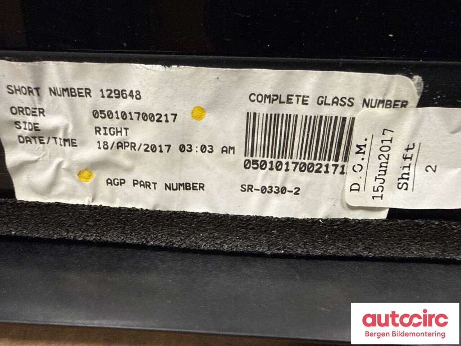 Siderute høyre bak til Tesla Model X 2016-->>  (TESLA|1034903-00-K|)