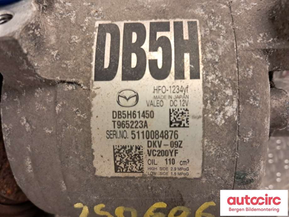 Aircondition kompressor til Mazda CX-3 2015-2022  (MAZDA|DB5H-61-450|T965223A|)