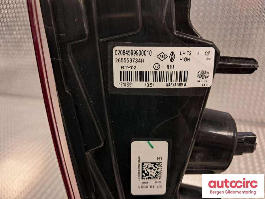 Baklykt venstre indre til Renault Captur 2020-->> (Type II)  (RENAULT|265553734R|)