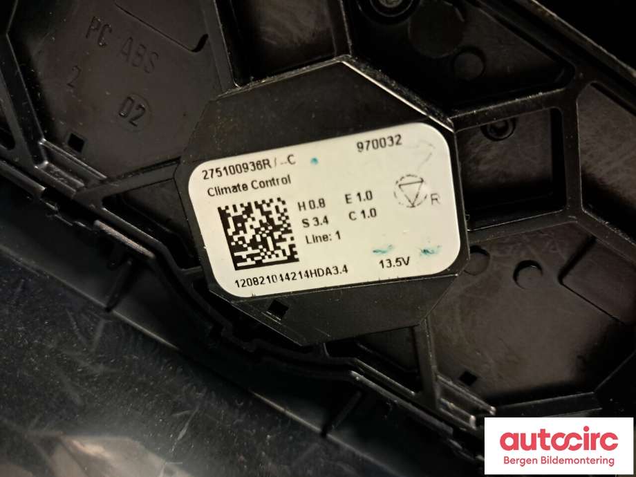 Varmeapparat betjening til Renault Captur 2020-->> (Type II)  (RENAULT|275100936R|)