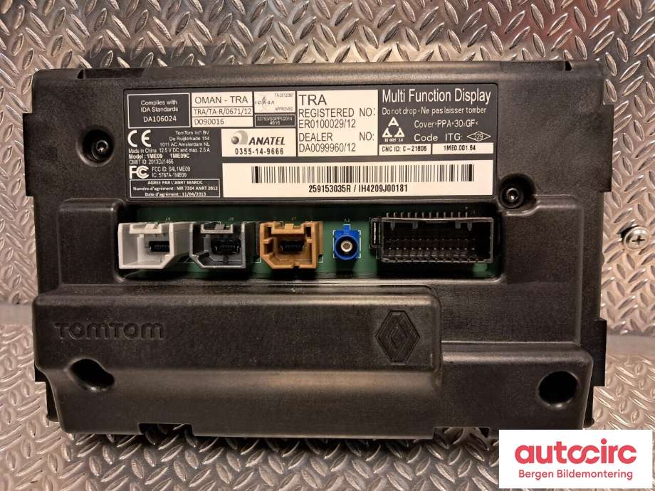 Instrument kjørecomputer til Renault Zoe 2013-2019 (Fase 1) (RENAULT|259153035R|)