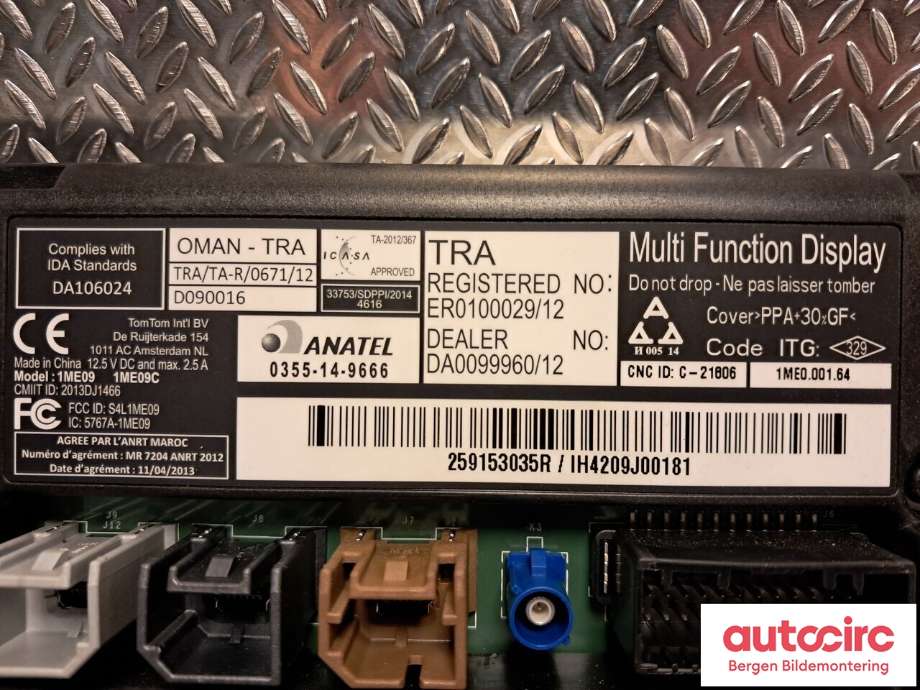 Instrument kjørecomputer til Renault Zoe 2013-2019 (Fase 1) (RENAULT|259153035R|)
