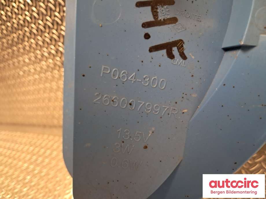 Tåkelykt høyre foran til Renault Zoe 2013-2019 (Fase 1) (RENAULT|266007997R|)