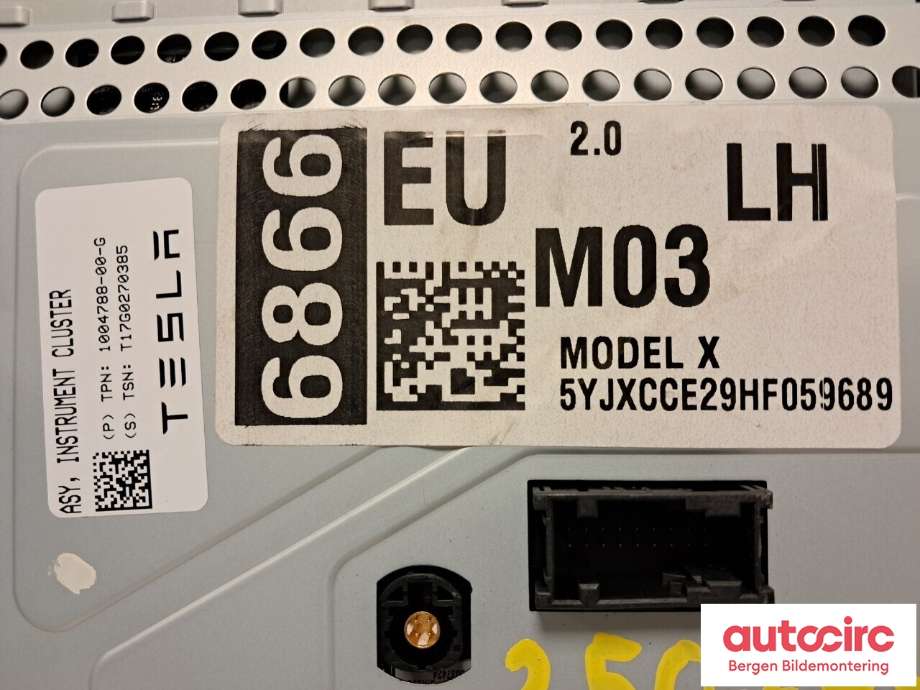 Speedometer til Tesla Model X 2016-->>  (TESLA|1004788-00-G|)