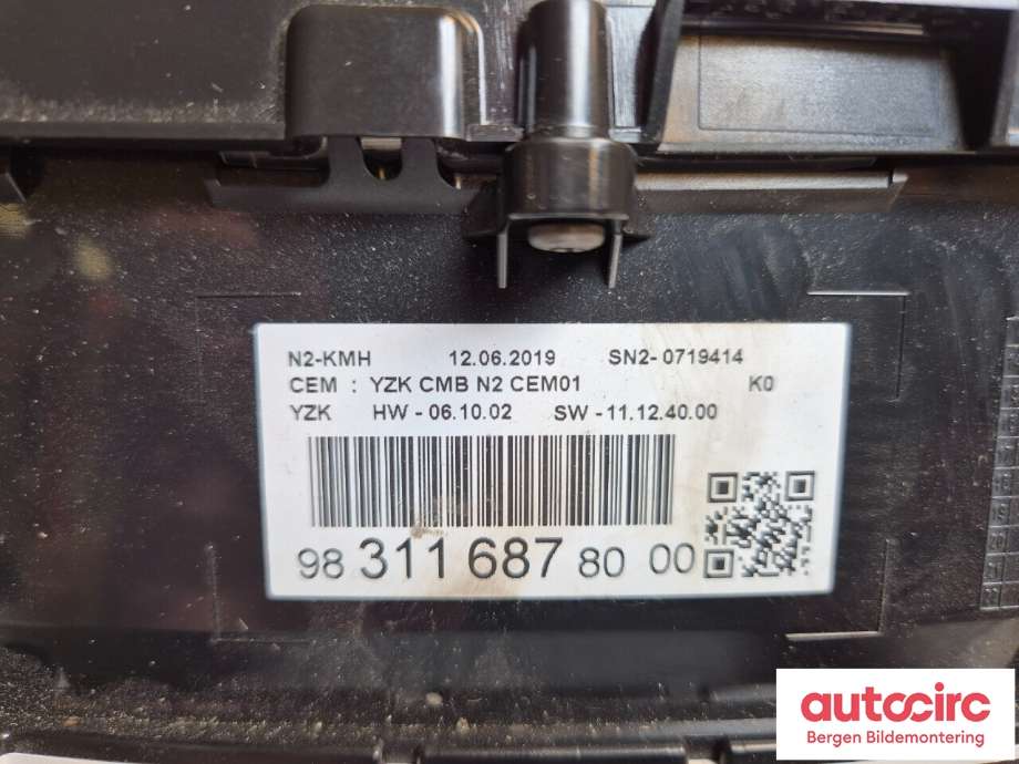 Speedometer til Peugeot Expert 2016-->> (Type III)  (PEUGEOT|98 374 730 80|98 311 687 80|)