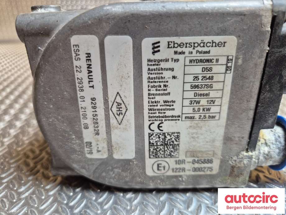 Dieselvarmer til Renault Kangoo 2008-2021 (Type II)  (RENAULT|929152832R|)