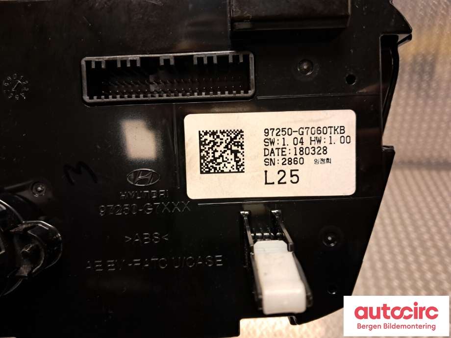 Varmeapparat betjening til Hyundai Ioniq Electric 2016-2019 (Fase 1)  (HYUNDAI|97250G 7060TKB|)